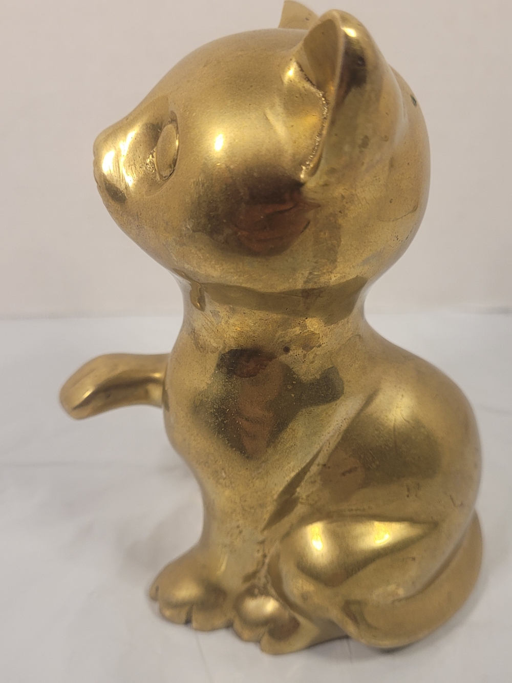 Brass-Look Gold Cat Figurine Decorative Accent - Picture 3 of 6